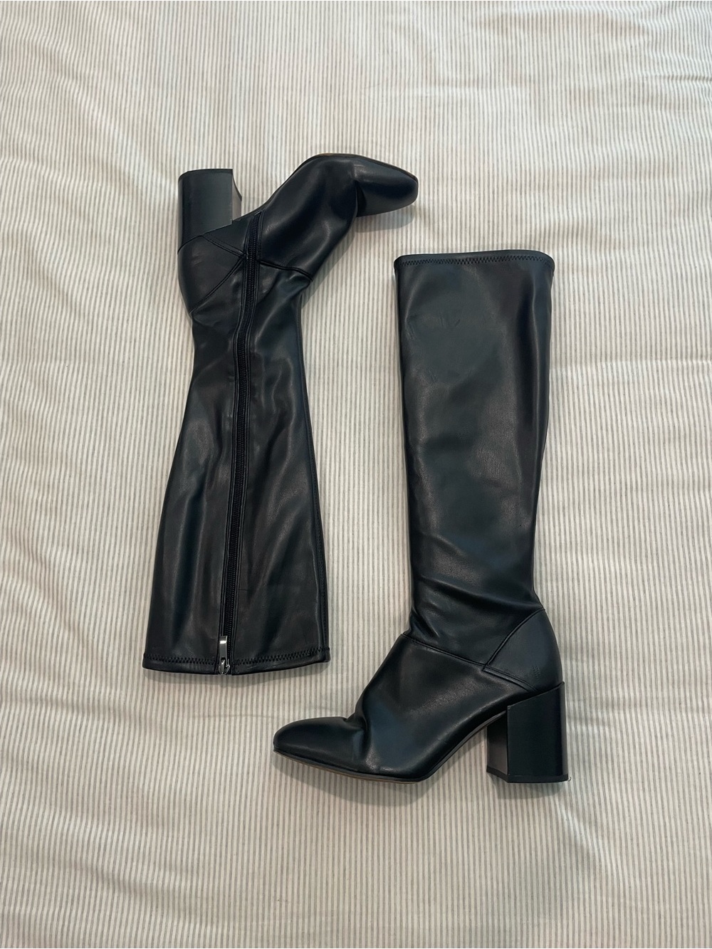 Franco Sarto Black Over-the-Knee Block Heel Boots